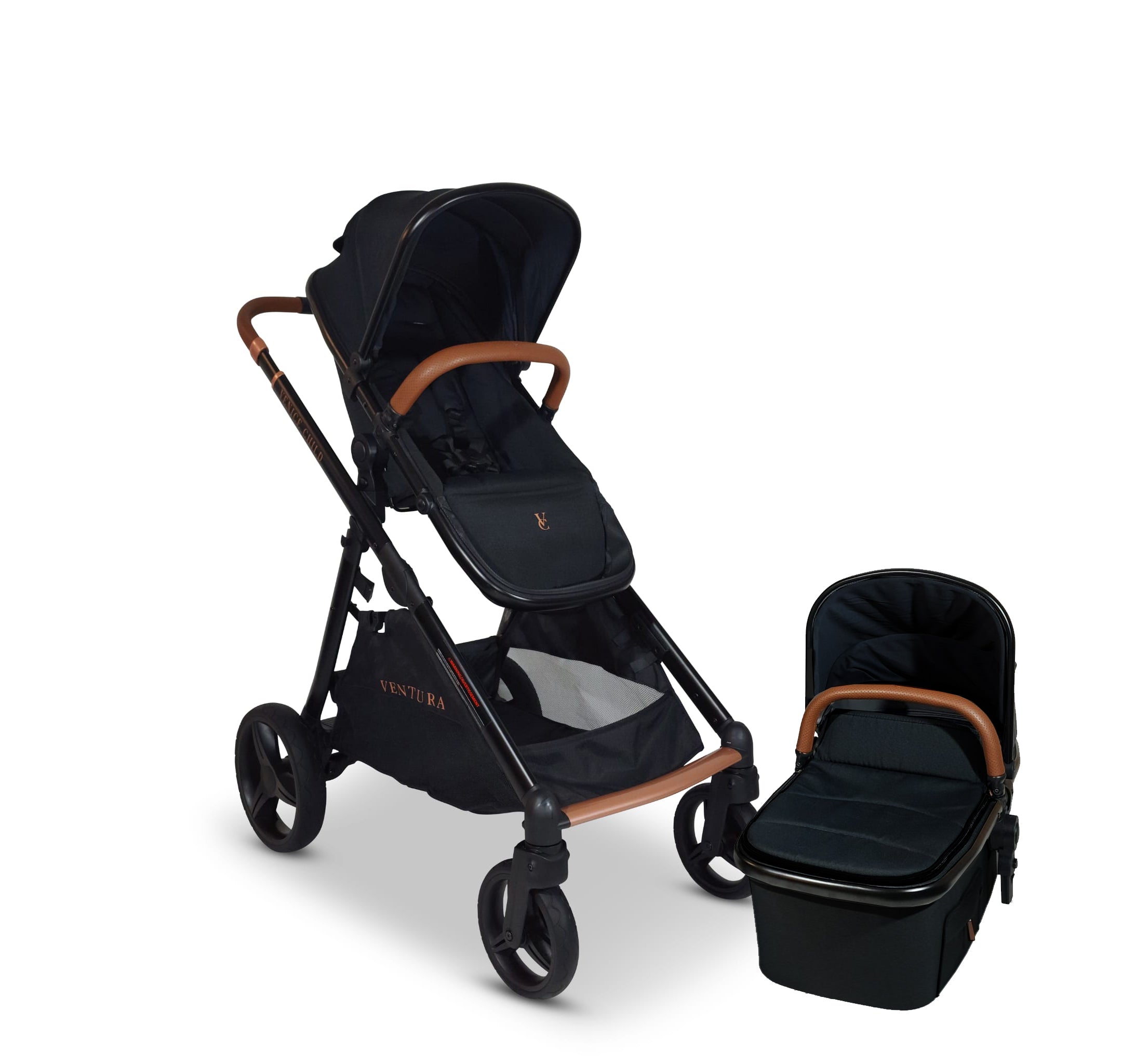 Ventura Single to Double Stroller with Standing Platform & Bassinet (P