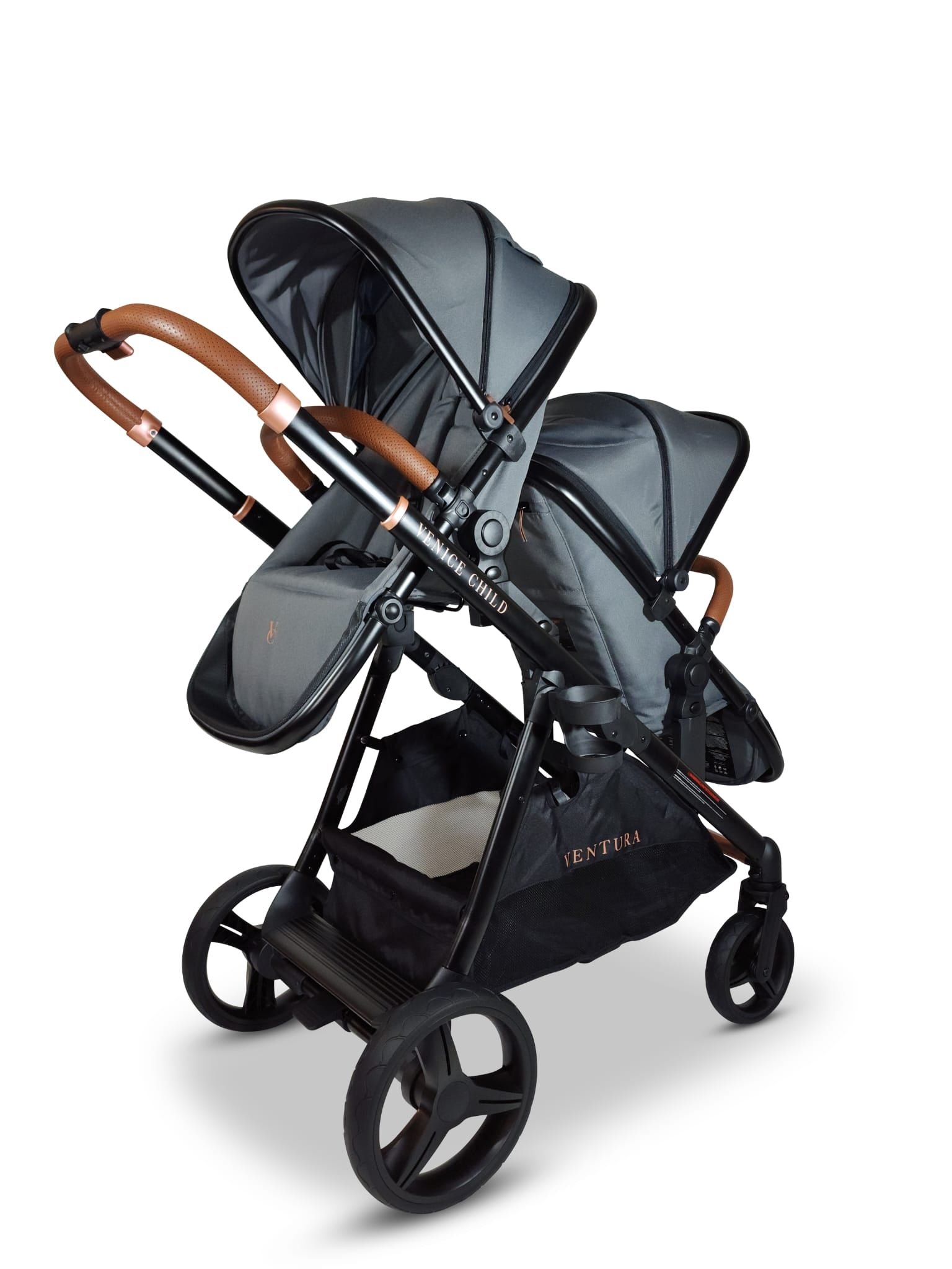 double standing stroller Ventura Single to Double Stroller with Standing Platform & 2nd Toddler Seat (Package # 3)
