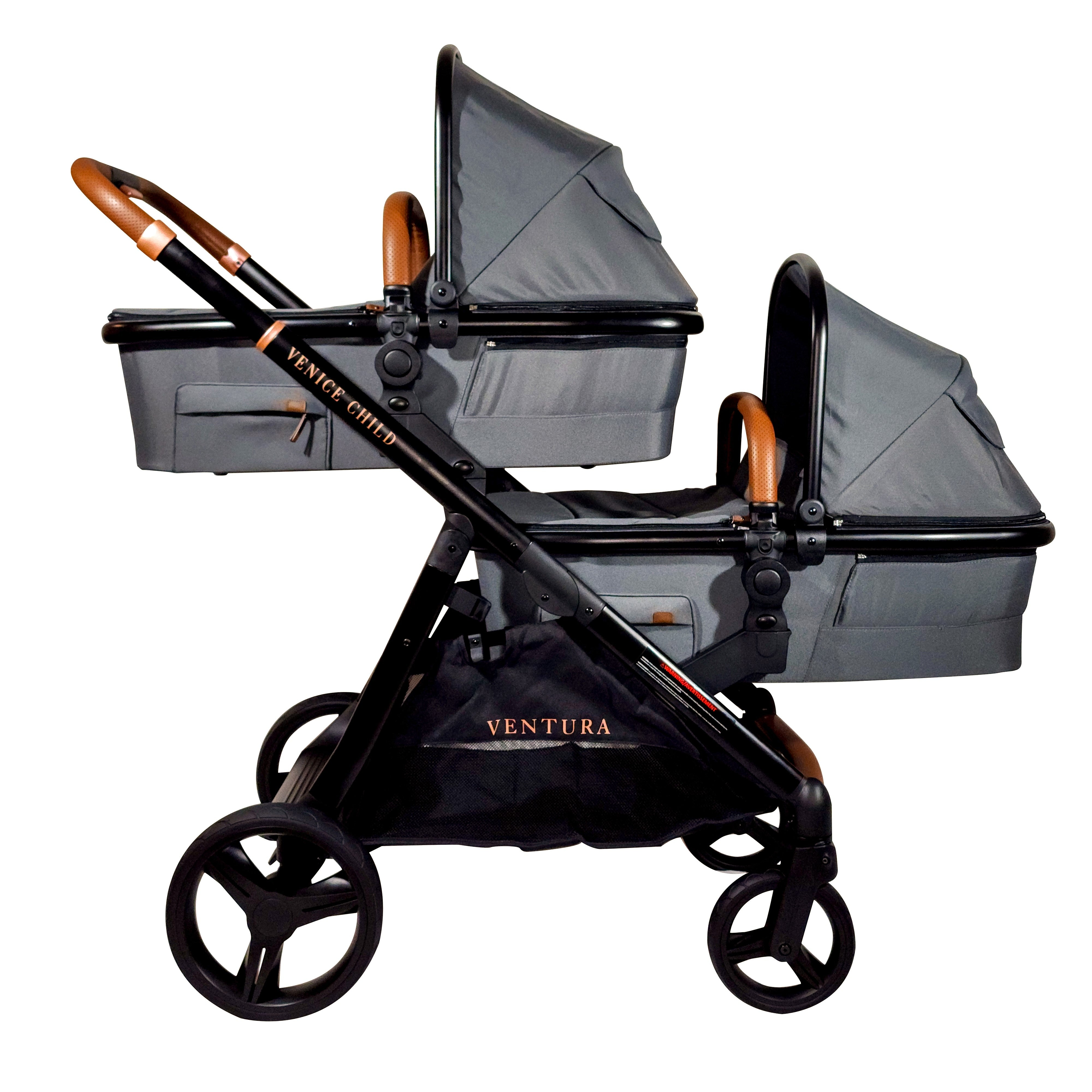 double stroller standing platform Ventura Single to Double Stroller with Standing Platform & Bassinet (P – VeniceChild